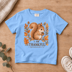 I Am Thankful Woodland Squirrel Kids’ Tee | Fall Friends Collection Christian scripture shirt - I AM Kids
