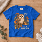 I Am Wisdom Woodland Owl Kids’ Tee | Fall Friends Collection Christian scripture shirt - I AM Kids