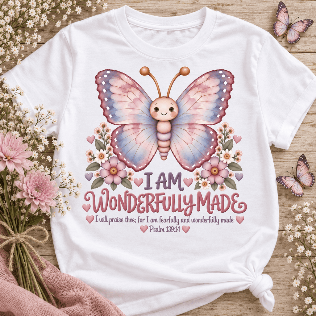 I AM WONDERFULLY MADE Christian scripture shirt - I AM Kids