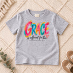 I AM Kids grace design on a Sport Grey shirt, shown on a cream rug.