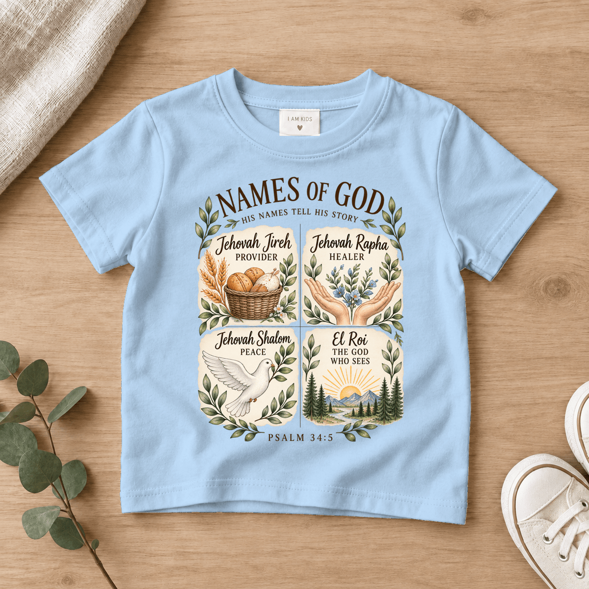 Names of God Kids Tee | Future Disciples Christian scripture shirt - I AM Kids