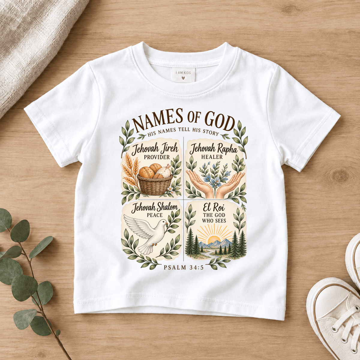 Names of God Kids Tee | Future Disciples Christian scripture shirt - I AM Kids