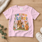Sing unto the Lord Woodland Bear Kids Tee | Future Disciples Christian scripture shirt - I AM Kids