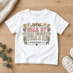 Walk by Faith Floral Kids Tee | Future Disciples Christian scripture shirt - I AM Kids