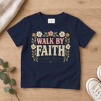Walk by Faith Floral Kids Tee | Future Disciples Christian scripture shirt - I AM Kids