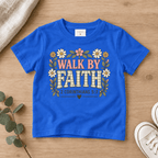 Walk by Faith Floral Kids Tee | Future Disciples Christian scripture shirt - I AM Kids