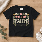 Walk by Faith Floral Kids Tee | Future Disciples Christian scripture shirt - I AM Kids